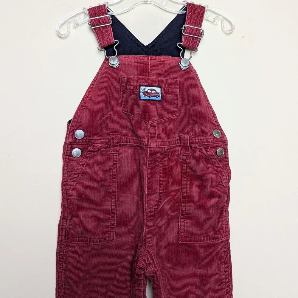 Vintage Gymboree Corduroy Cars 2001 Red Y2K Overalls 6-12 mos